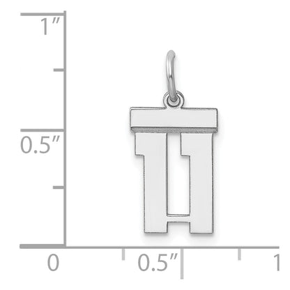 Sterling Silver Silver/Rhodium-Plated Polished Number 11 Charm