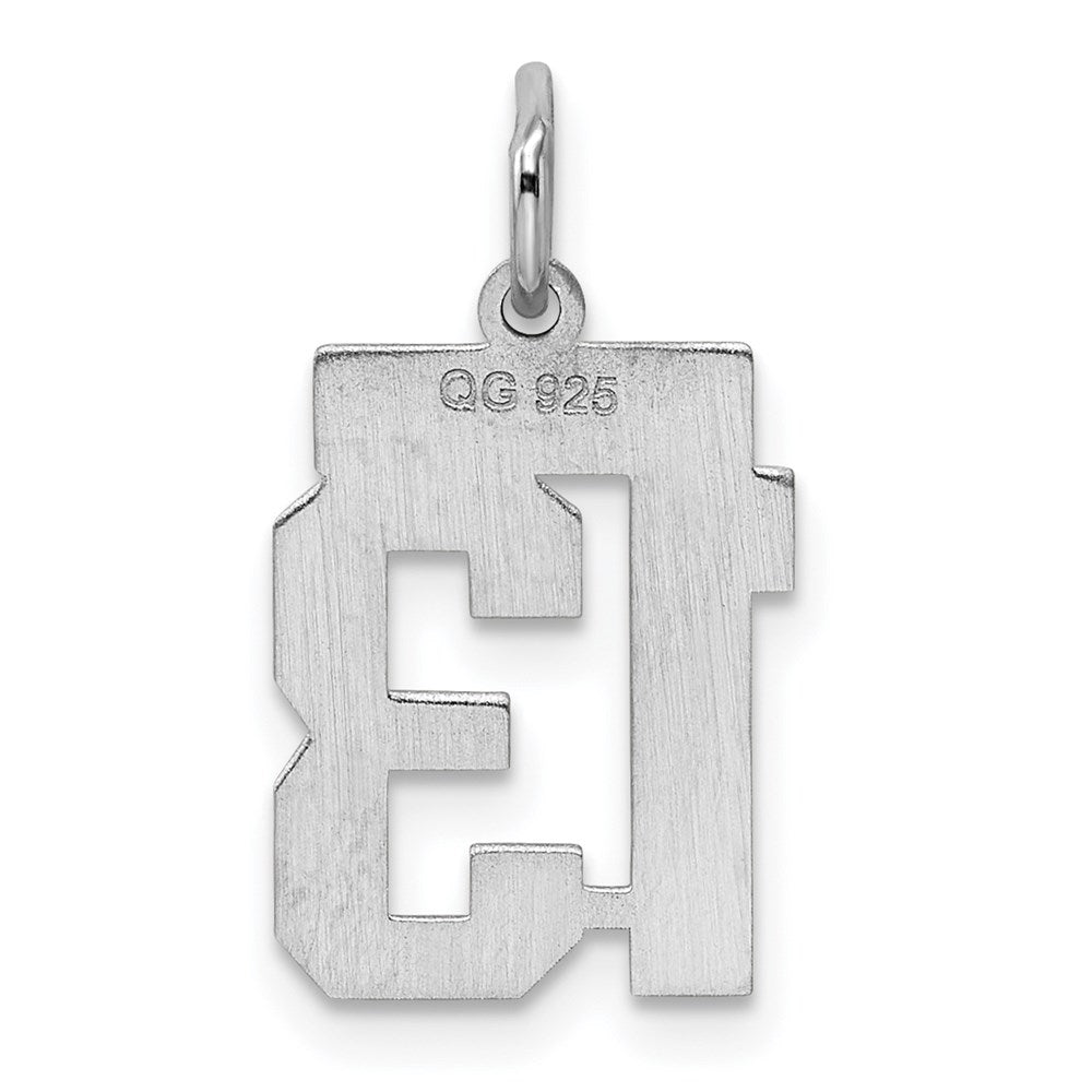 Sterling Silver Silver/Rhodium-Plated Polished Number 13 Charm