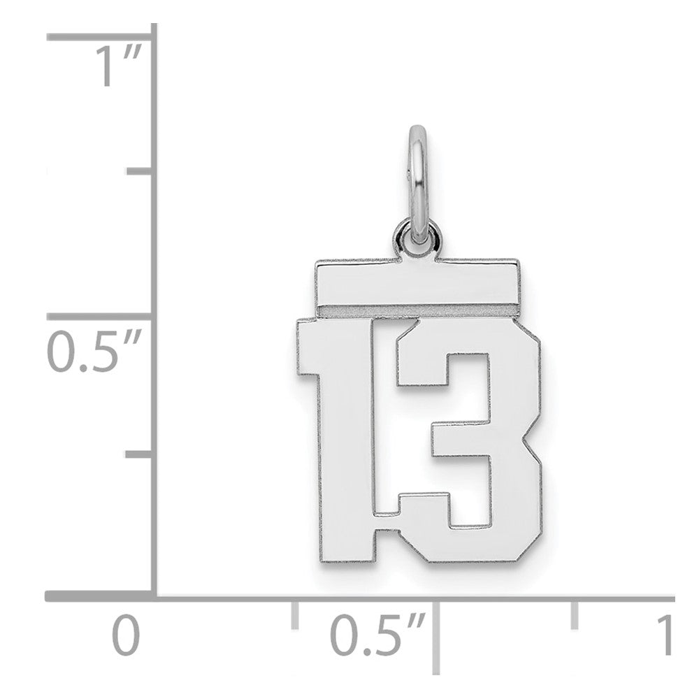 Sterling Silver Silver/Rhodium-Plated Polished Number 13 Charm