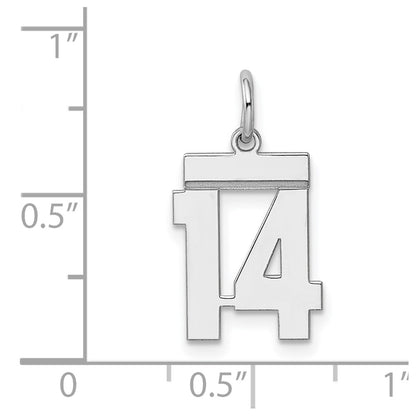 Sterling Silver Silver/Rhodium-Plated Polished Number 14 Charm