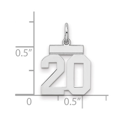 Sterling Silver Silver/Rhodium-Plated Polished Number 20 Charm