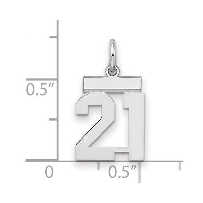 Sterling Silver Silver/Rhodium-Plated Polished Number 21 Charm