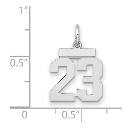 Sterling Silver Silver/Rhodium-Plated Polished Number 23 Charm