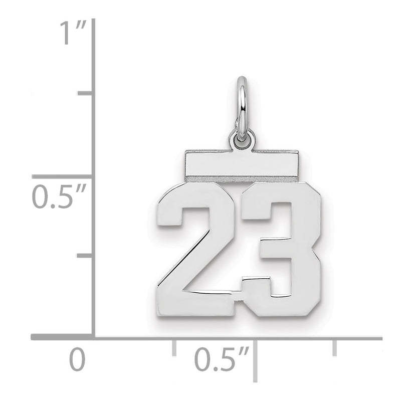 Sterling Silver Silver/Rhodium-Plated Polished Number 23 Charm