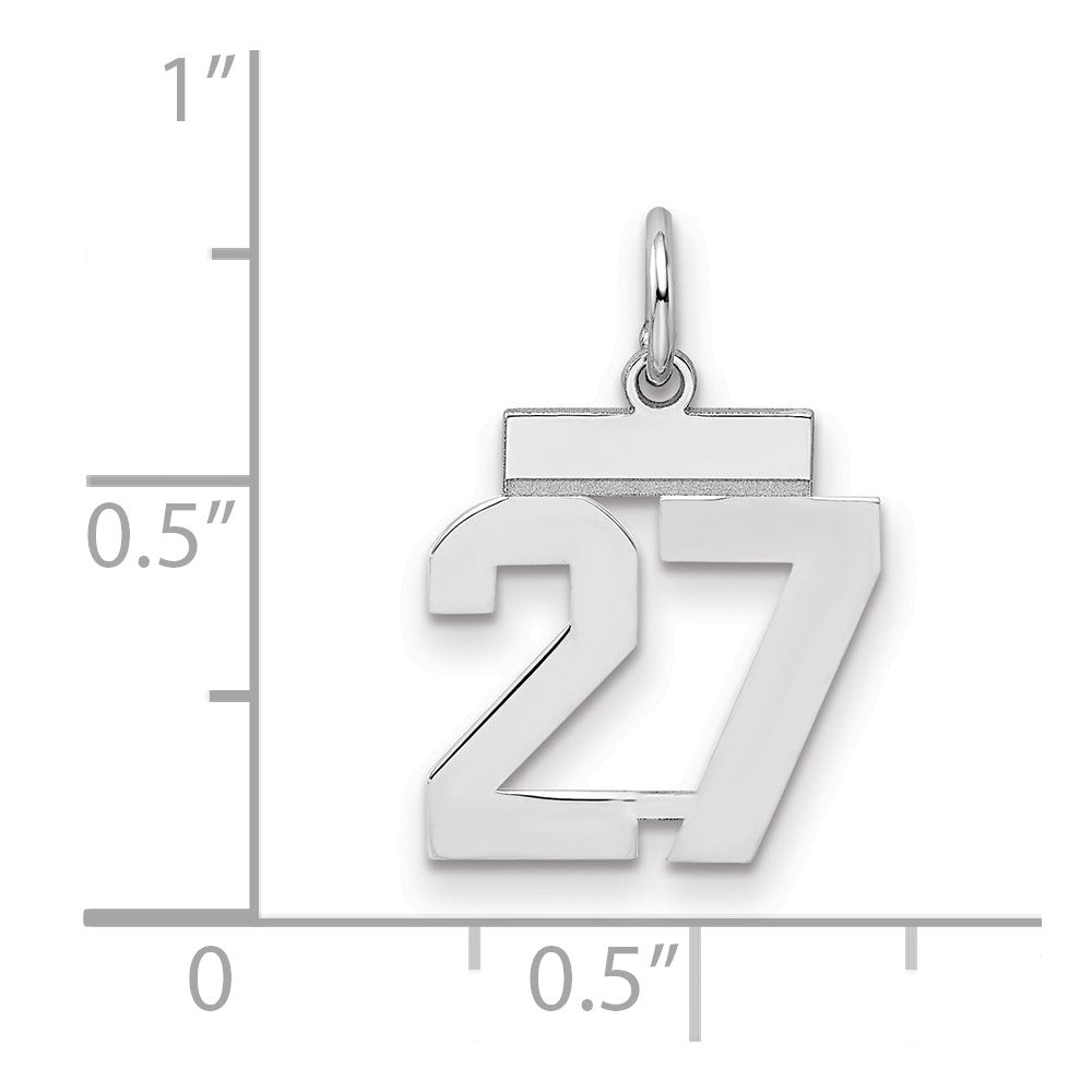 Sterling Silver Silver/Rhodium-Plated Polished Number 27 Charm