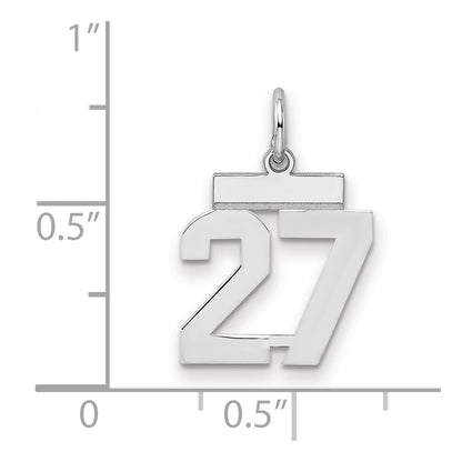 Sterling Silver Silver/Rhodium-Plated Polished Number 27 Charm