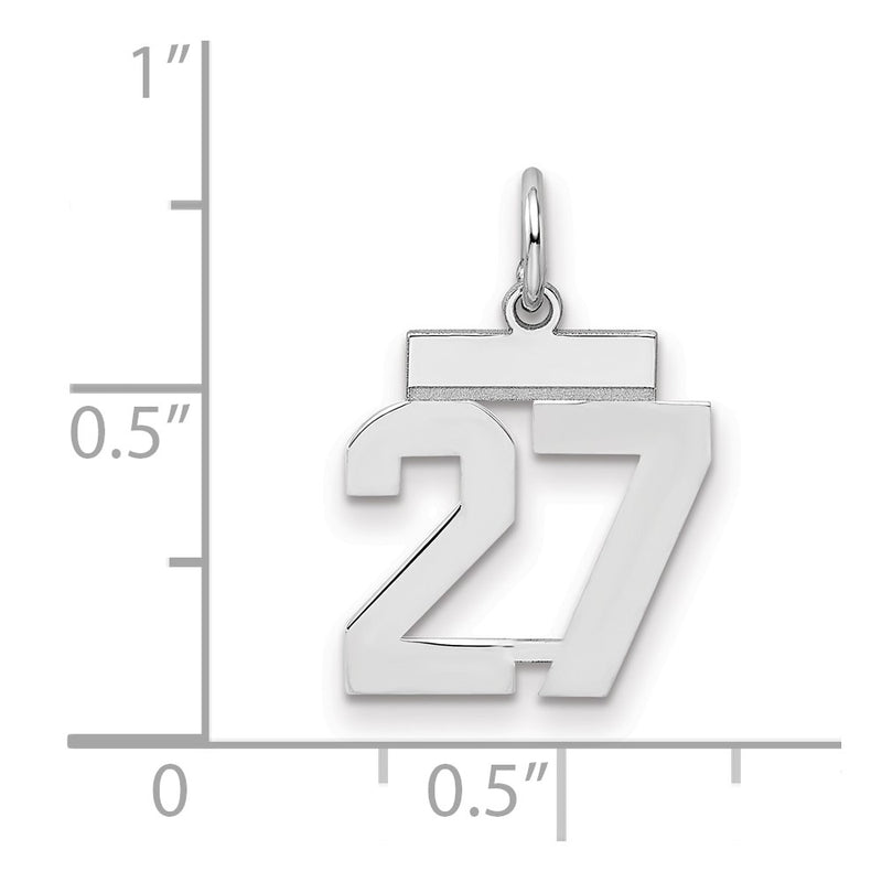 Sterling Silver Silver/Rhodium-Plated Polished Number 27 Charm