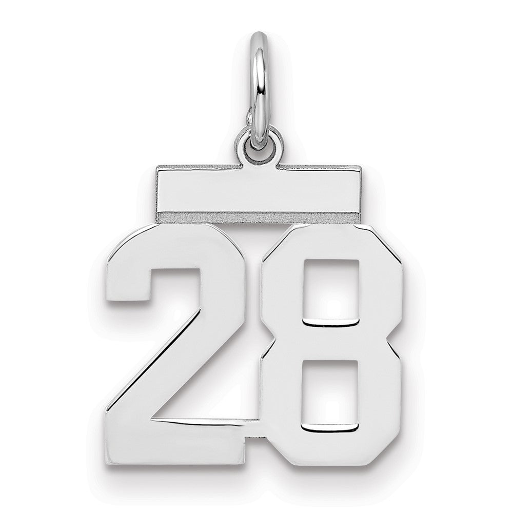 Sterling Silver Silver/Rhodium-Plated Polished Number 28 Charm