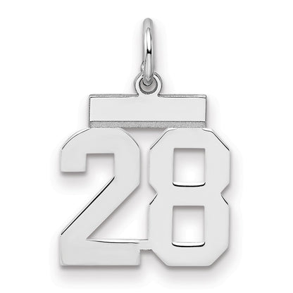 Sterling Silver Silver/Rhodium-Plated Polished Number 28 Charm