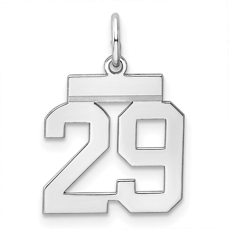 Sterling Silver Silver/Rhodium-Plated Polished Number 29 Charm
