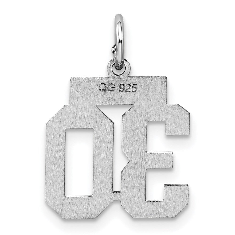Sterling Silver Silver/Rhodium-Plated Polished Number 30 Charm