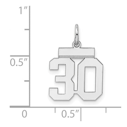 Sterling Silver Silver/Rhodium-Plated Polished Number 30 Charm