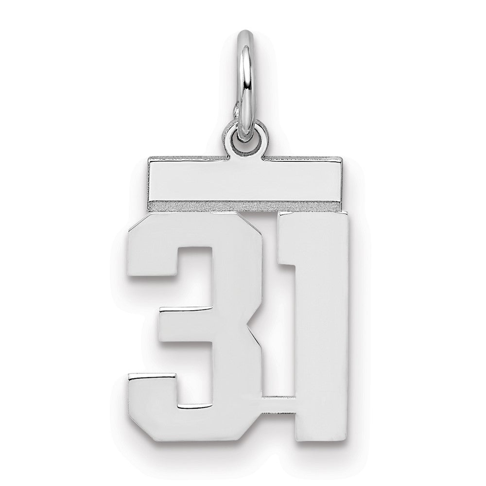 Sterling Silver Silver/Rhodium-Plated Polished Number 31 Charm