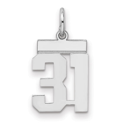 Sterling Silver Silver/Rhodium-Plated Polished Number 31 Charm
