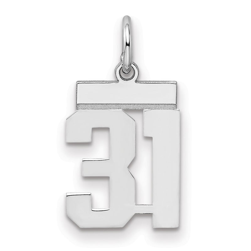Sterling Silver Silver/Rhodium-Plated Polished Number 31 Charm