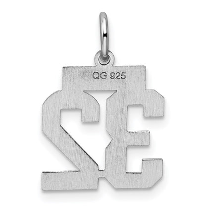 Sterling Silver Silver/Rhodium-Plated Polished Number 32 Charm