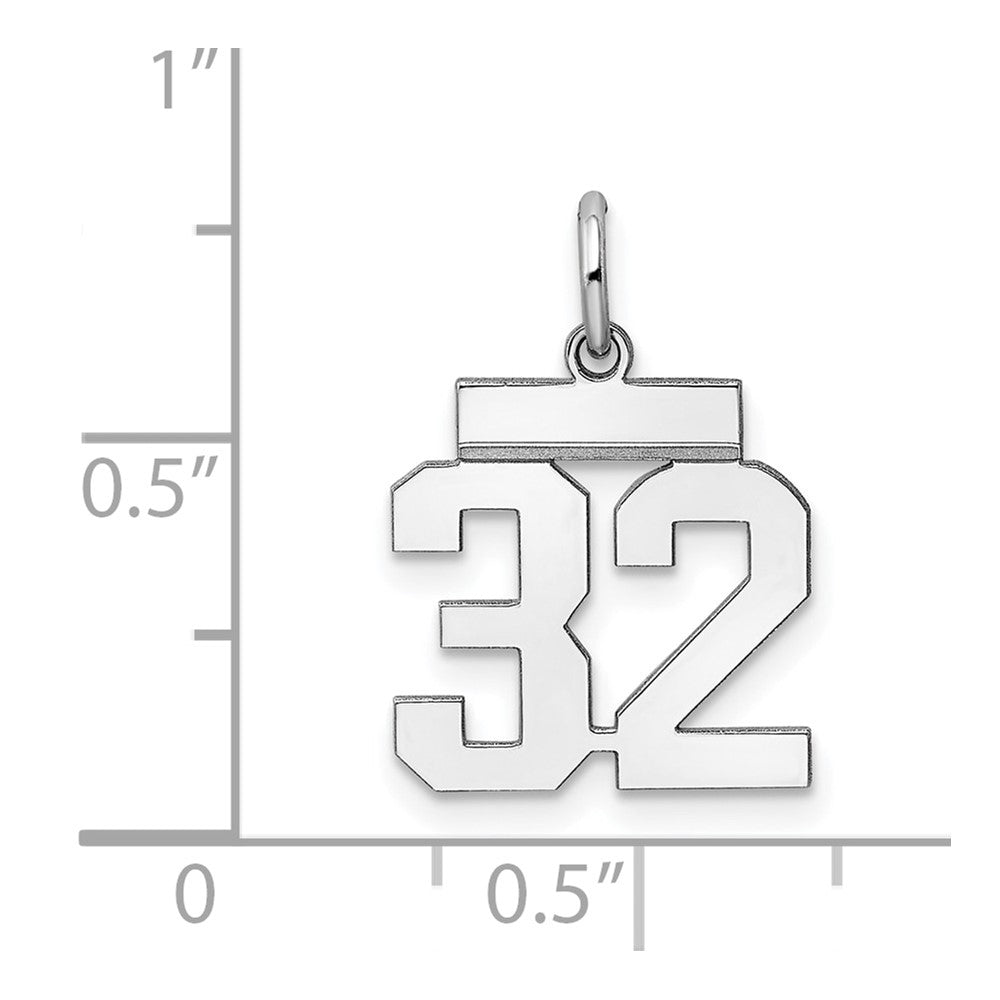 Sterling Silver Silver/Rhodium-Plated Polished Number 32 Charm