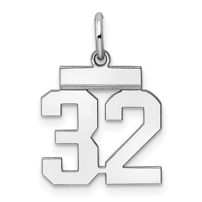 Sterling Silver Silver/Rhodium-Plated Polished Number 32 Charm