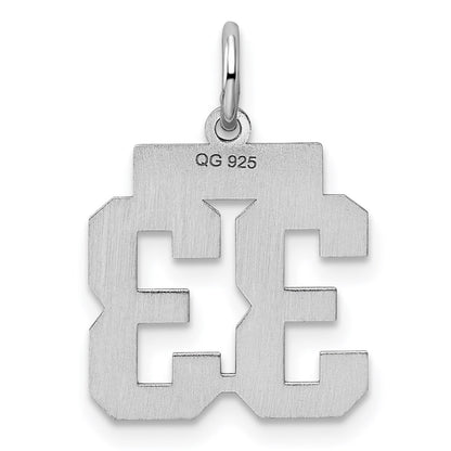Sterling Silver Silver/Rhodium-Plated Polished Number 33 Charm