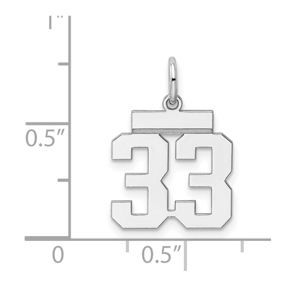 Sterling Silver Silver/Rhodium-Plated Polished Number 33 Charm