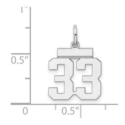 Sterling Silver Silver/Rhodium-Plated Polished Number 33 Charm