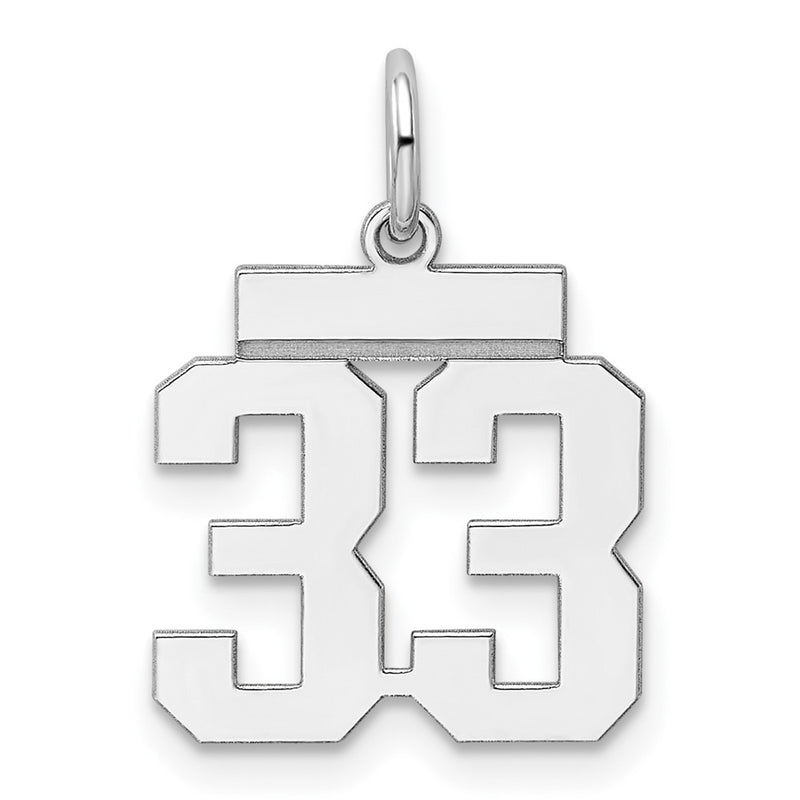 Sterling Silver Silver/Rhodium-Plated Polished Number 33 Charm
