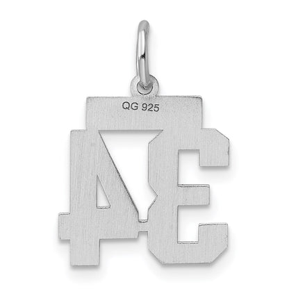 Sterling Silver Silver/Rhodium-Plated Polished Number 34 Charm