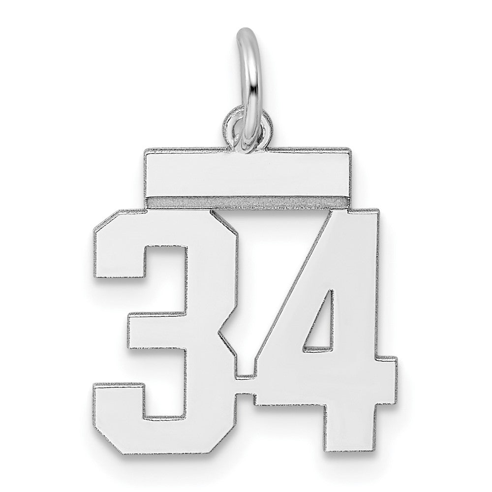 Sterling Silver Silver/Rhodium-Plated Polished Number 34 Charm