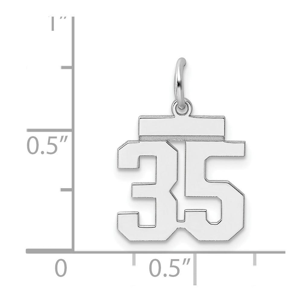 Sterling Silver Silver/Rhodium-Plated Polished Number 35 Charm