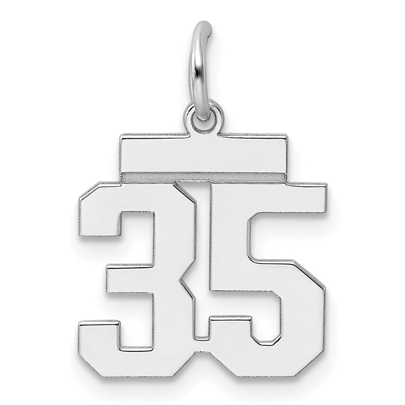 Sterling Silver Silver/Rhodium-Plated Polished Number 35 Charm