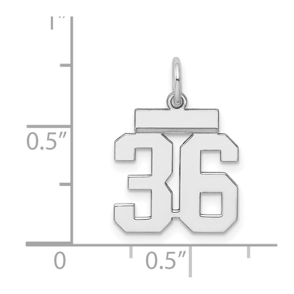 Sterling Silver Silver/Rhodium-Plated Polished Number 36 Charm