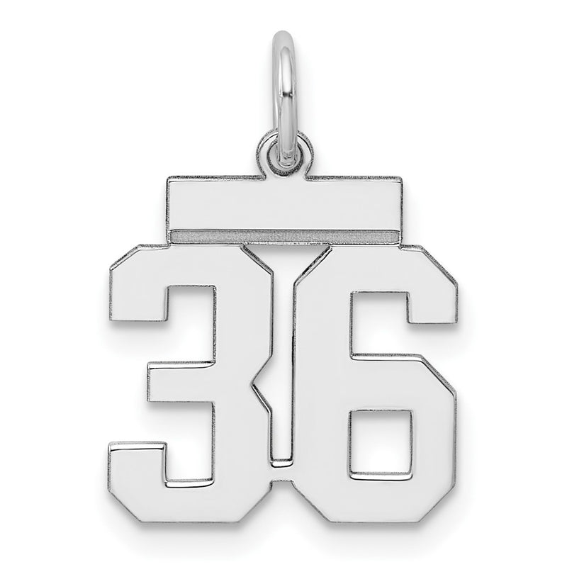 Sterling Silver Silver/Rhodium-Plated Polished Number 36 Charm