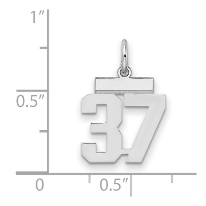 Sterling Silver Silver/Rhodium-Plated Polished Number 37 Charm