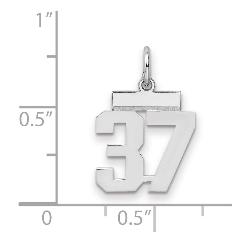 Sterling Silver Silver/Rhodium-Plated Polished Number 37 Charm