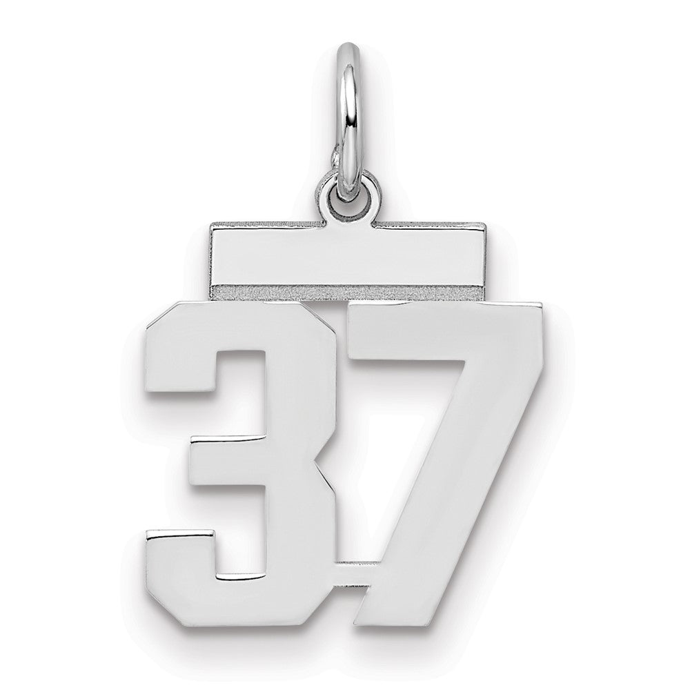 Sterling Silver Silver/Rhodium-Plated Polished Number 37 Charm