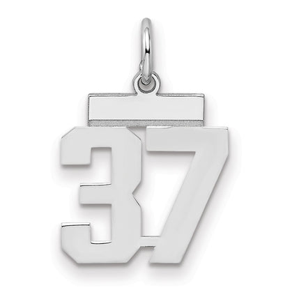 Sterling Silver Silver/Rhodium-Plated Polished Number 37 Charm