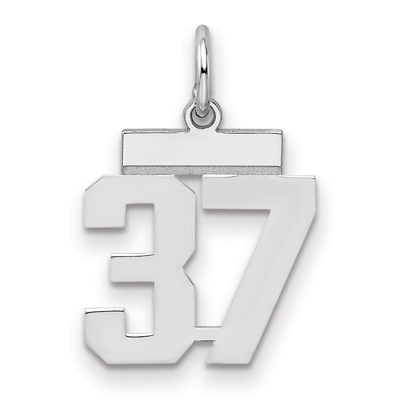 Sterling Silver Silver/Rhodium-Plated Polished Number 37 Charm