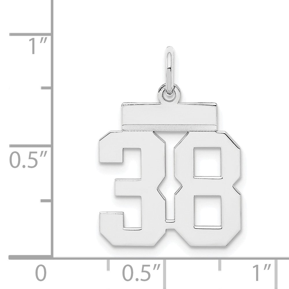 Sterling Silver Silver/Rhodium-Plated Polished Number 38 Charm