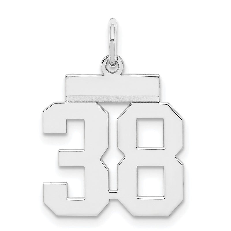 Sterling Silver Silver/Rhodium-Plated Polished Number 38 Charm