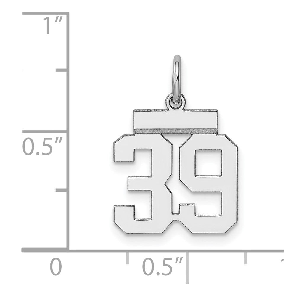 Sterling Silver Silver/Rhodium-Plated Polished Number 39 Charm