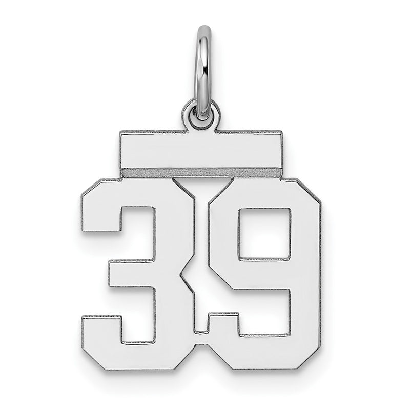 Sterling Silver Silver/Rhodium-Plated Polished Number 39 Charm