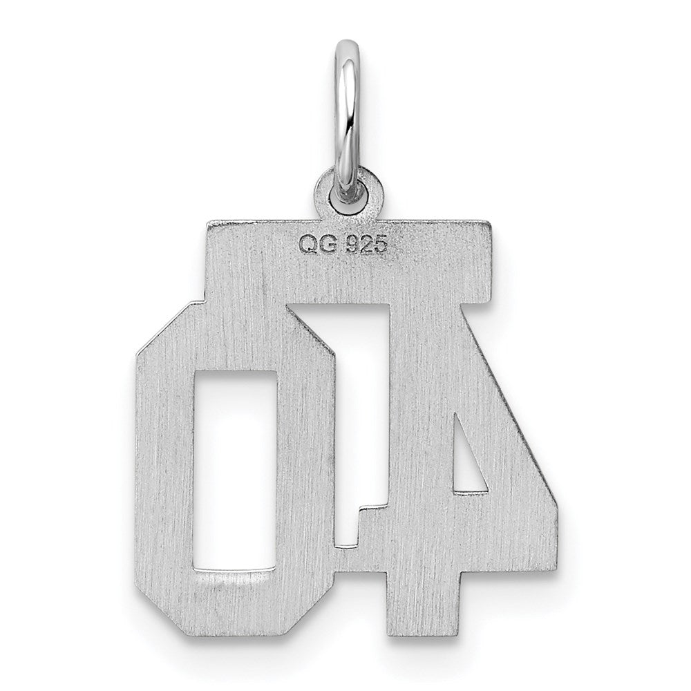 Sterling Silver Silver/Rhodium-Plated Polished Number 40 Charm