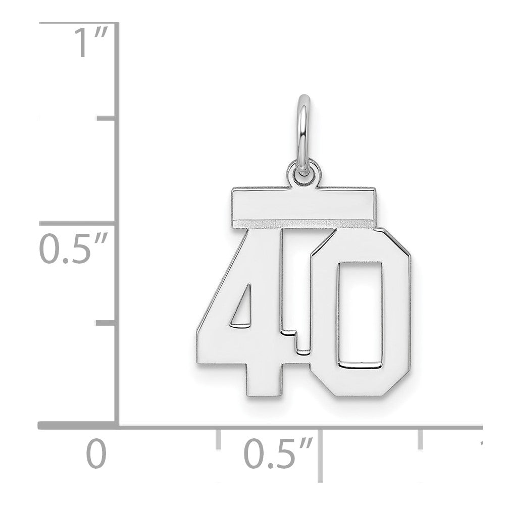 Sterling Silver Silver/Rhodium-Plated Polished Number 40 Charm