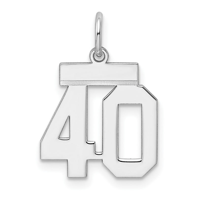 Sterling Silver Silver/Rhodium-Plated Polished Number 40 Charm