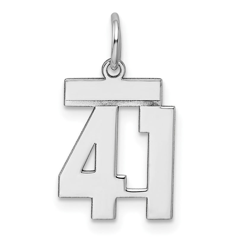 Sterling Silver Silver/Rhodium-Plated Polished Number 41 Charm