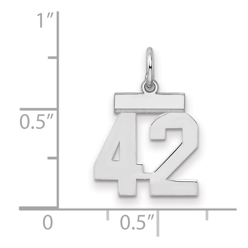 Sterling Silver Silver/Rhodium-Plated Polished Number 42 Charm