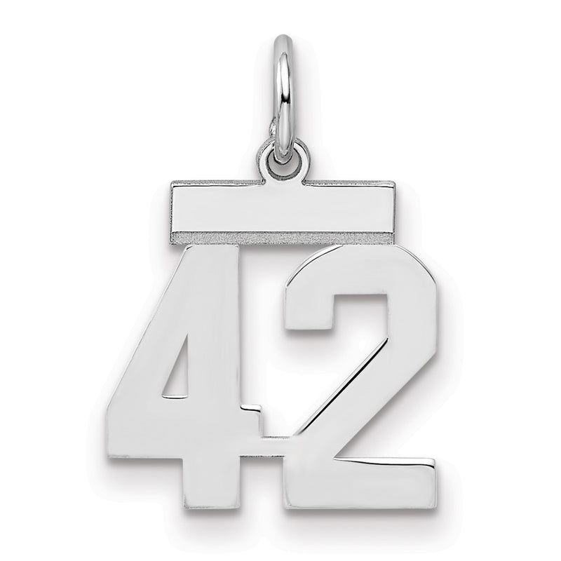 Sterling Silver Silver/Rhodium-Plated Polished Number 42 Charm