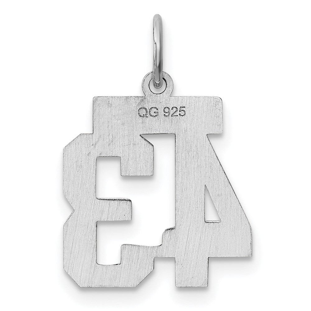 Sterling Silver Silver/Rhodium-Plated Polished Number 43 Charm