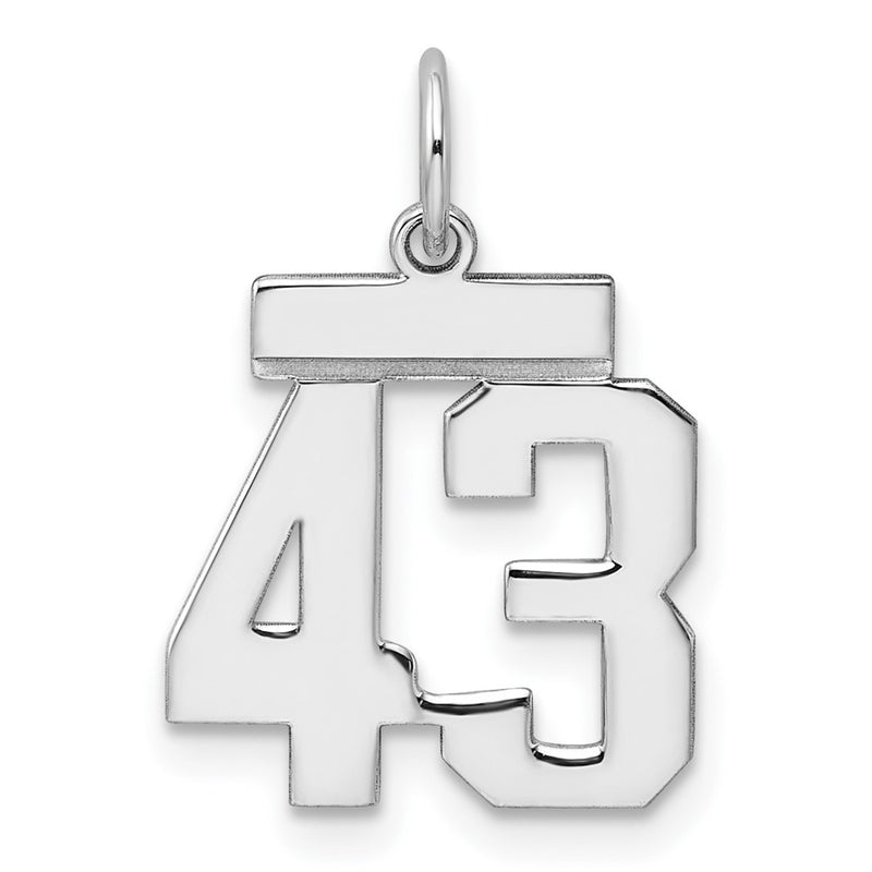 Sterling Silver Silver/Rhodium-Plated Polished Number 43 Charm