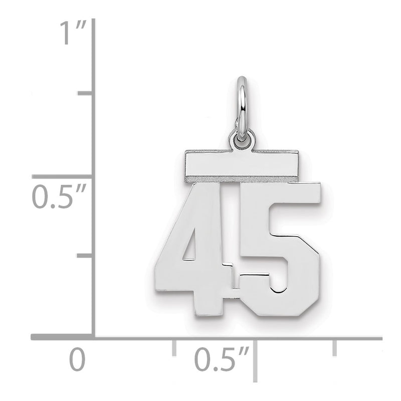 Sterling Silver Silver/Rhodium-Plated Polished Number 45 Charm